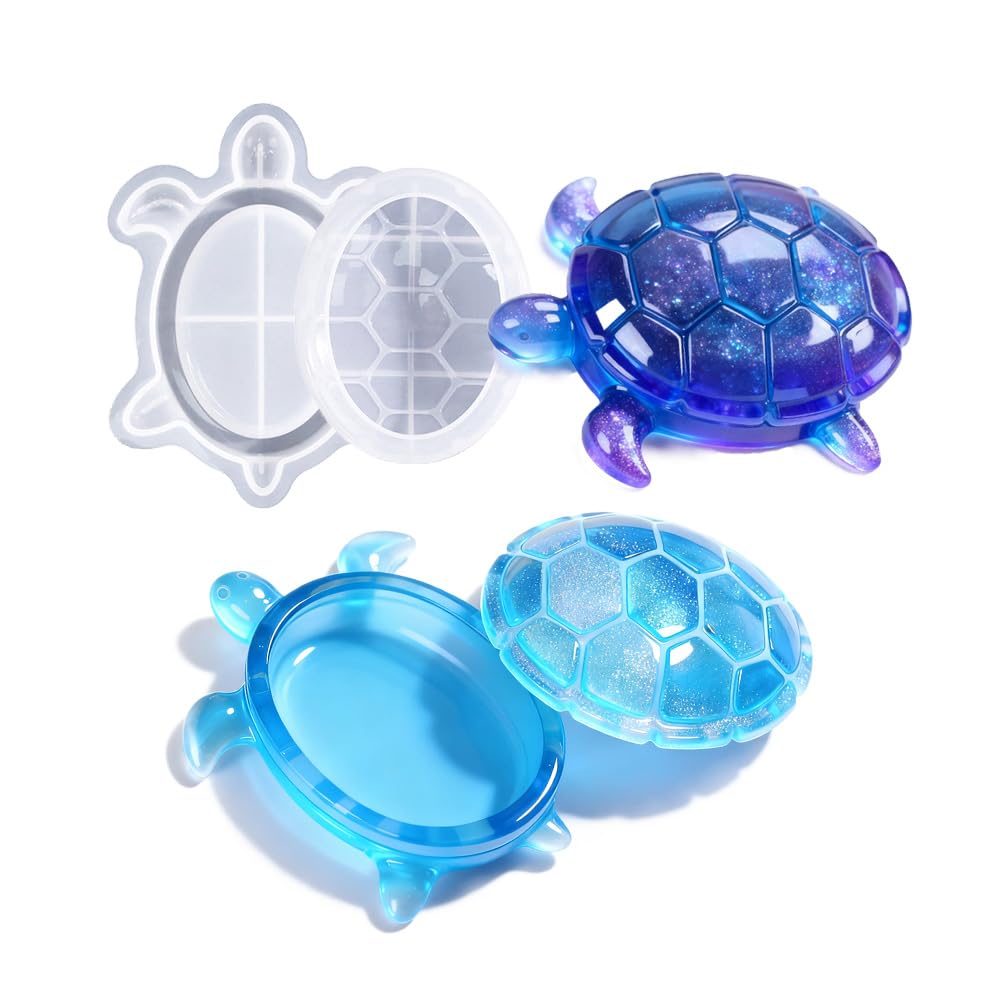 Sea Turtle Box Resin Mold with Lid - Turtle Silicone Mold for DIY Storage Box, Jewelry Holder, Trinket Dish & Resin Art