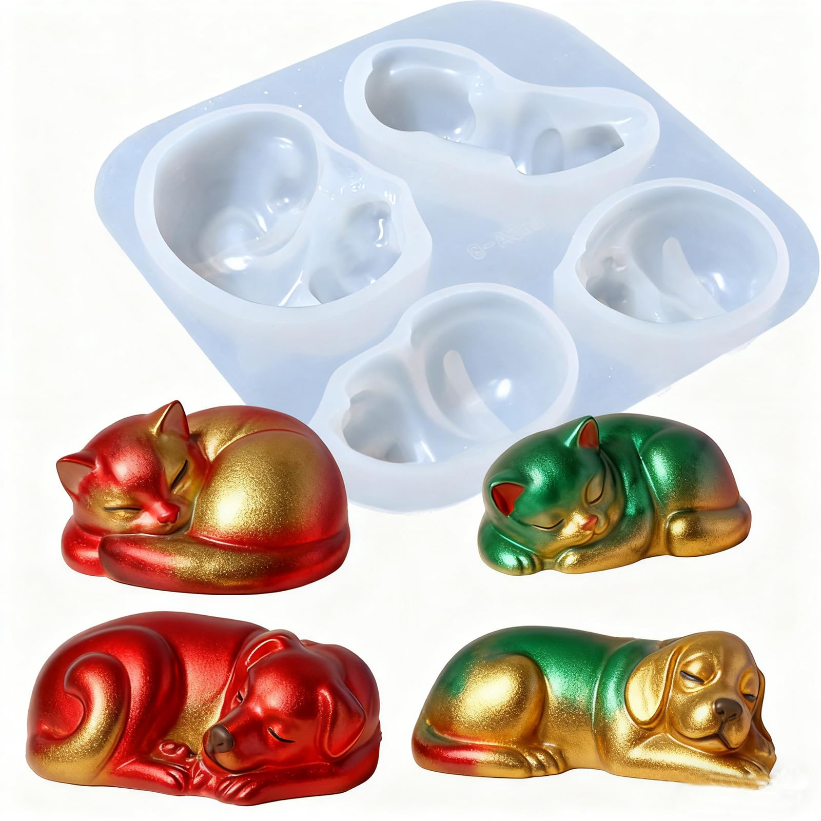 Pet Memorial Silicone Molds - Cat & Dog Statue Molds for Resin, Plaster, Soap | Keepsake Craft Kit for Pet Owners