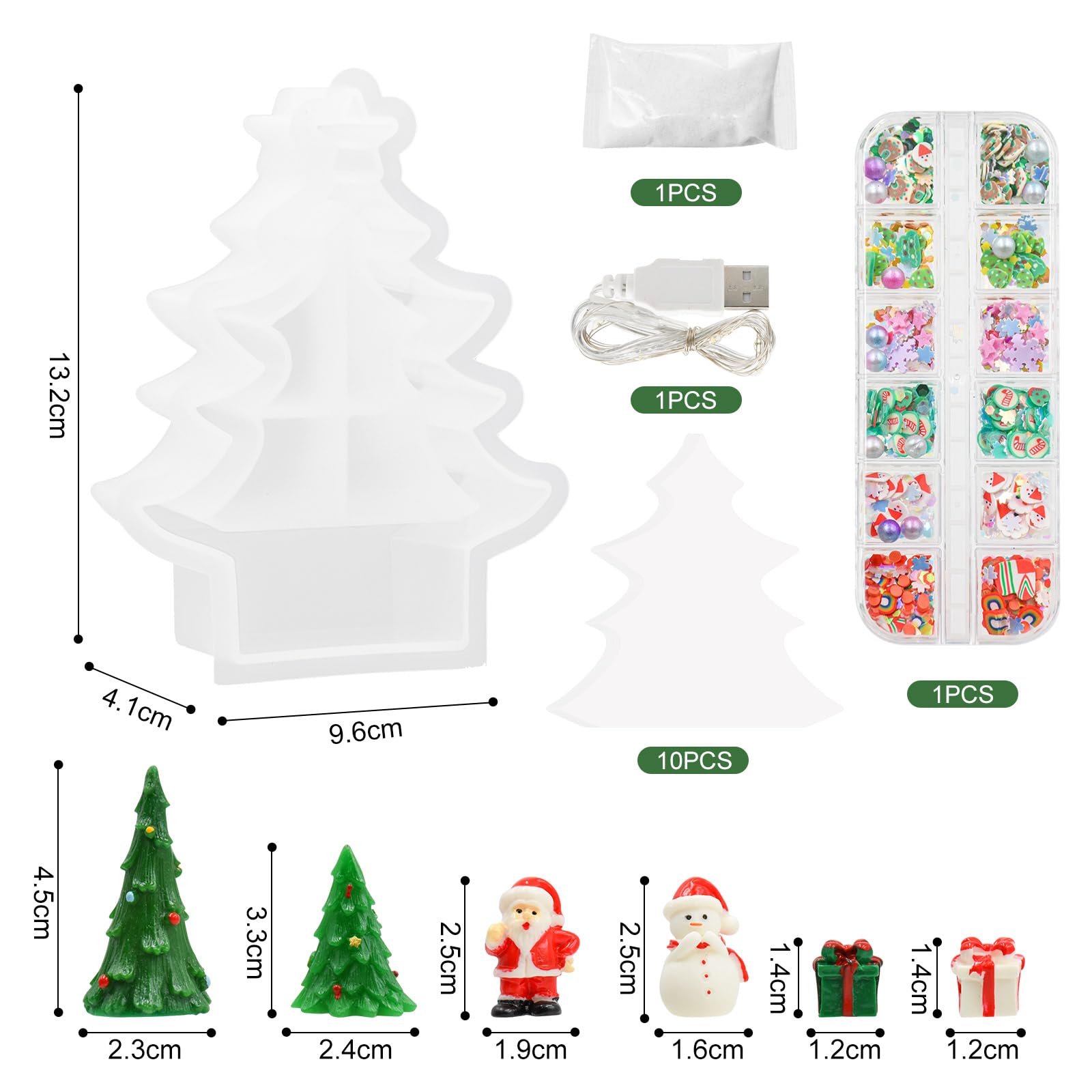 DIY Christmas Tree Quicksand Resin Mold Set with USB Light - Epoxy Craft Kit for Festive Home Decor and Gifts