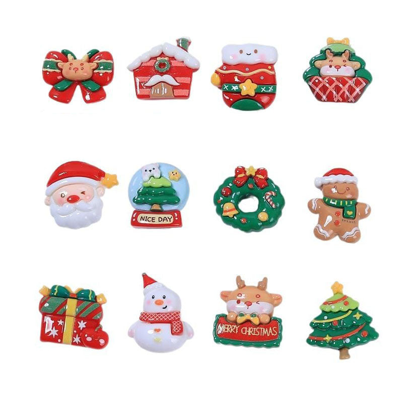 12Pcs Christmas Theme Polymer Clay Slices Set, Soft Clay Charm Decorations for DIY Slime Add-ins, Resin Art, Jewelry Making, Pendant Keychain (2.5-3cm/1-1.2inch)