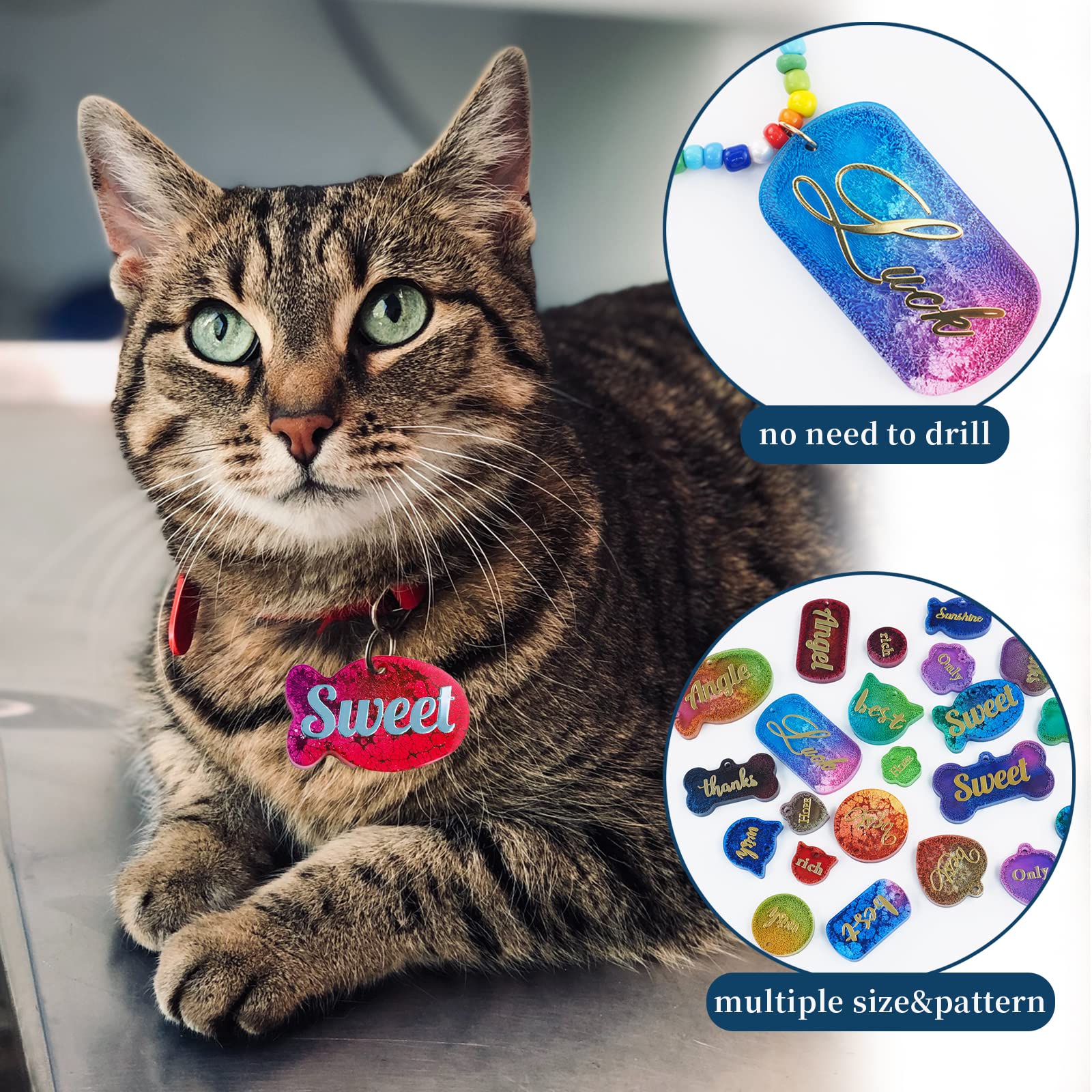 Pet Tag Silicone Mold Set - Cute DIY Keychain Molds for Resin, Epoxy, Polymer Clay | Dog Bone, Cat, Heart & Paw Shapes