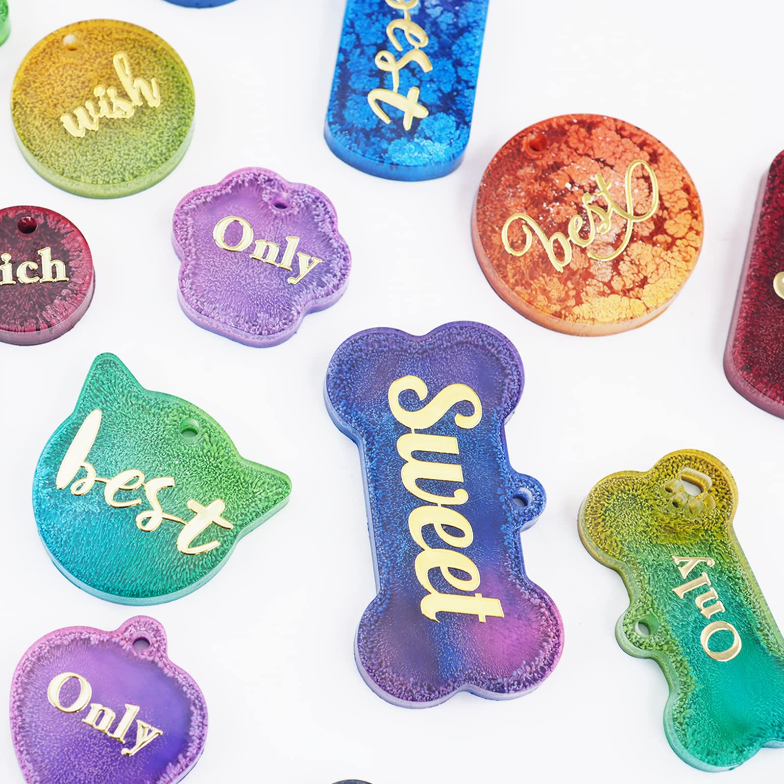 Pet Tag Silicone Mold Set - Cute DIY Keychain Molds for Resin, Epoxy, Polymer Clay | Dog Bone, Cat, Heart & Paw Shapes