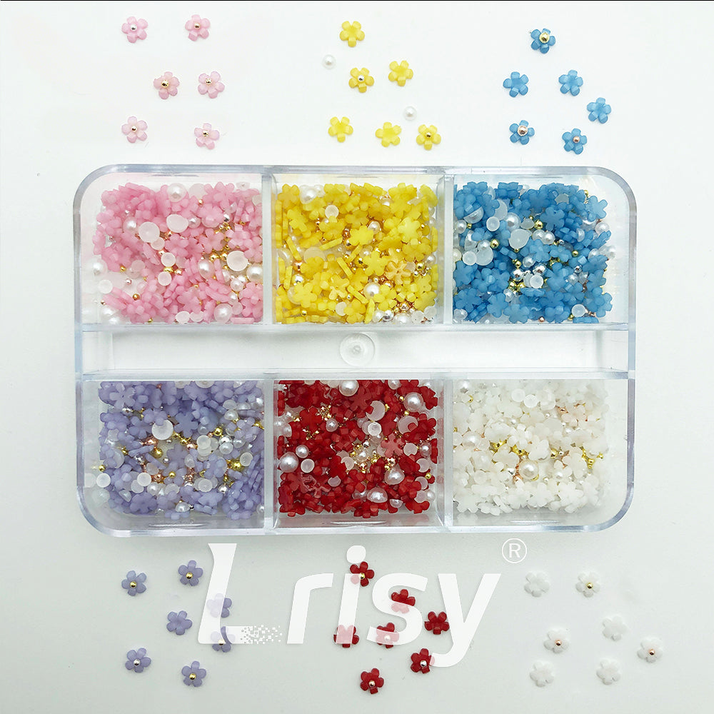 Small Resin Flowers Nail Art Decoration | 3D Resin Flower Designs | Multiple Colors Available