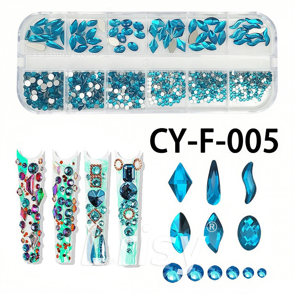 Lrisy Mix Size Nail Art Crystal Rhinestone Kit | Multi-Shape Flatback Gems | Nail Decoration Accessories