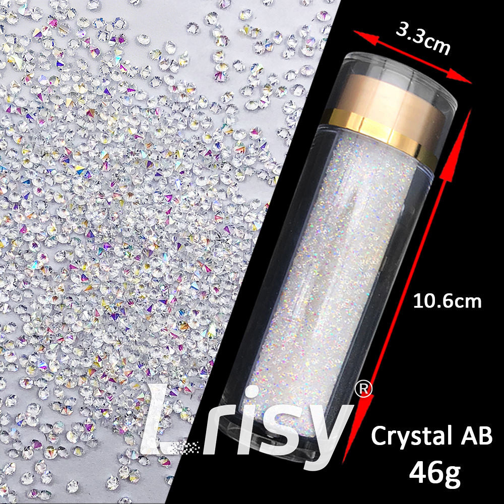 High-Quality 1MM Mini Tiny Micro Crystal AB Nail Stones Rhinestones | Pointback Rhinestones | Non-Hotfix Glue-on | Multiple Sizes Available