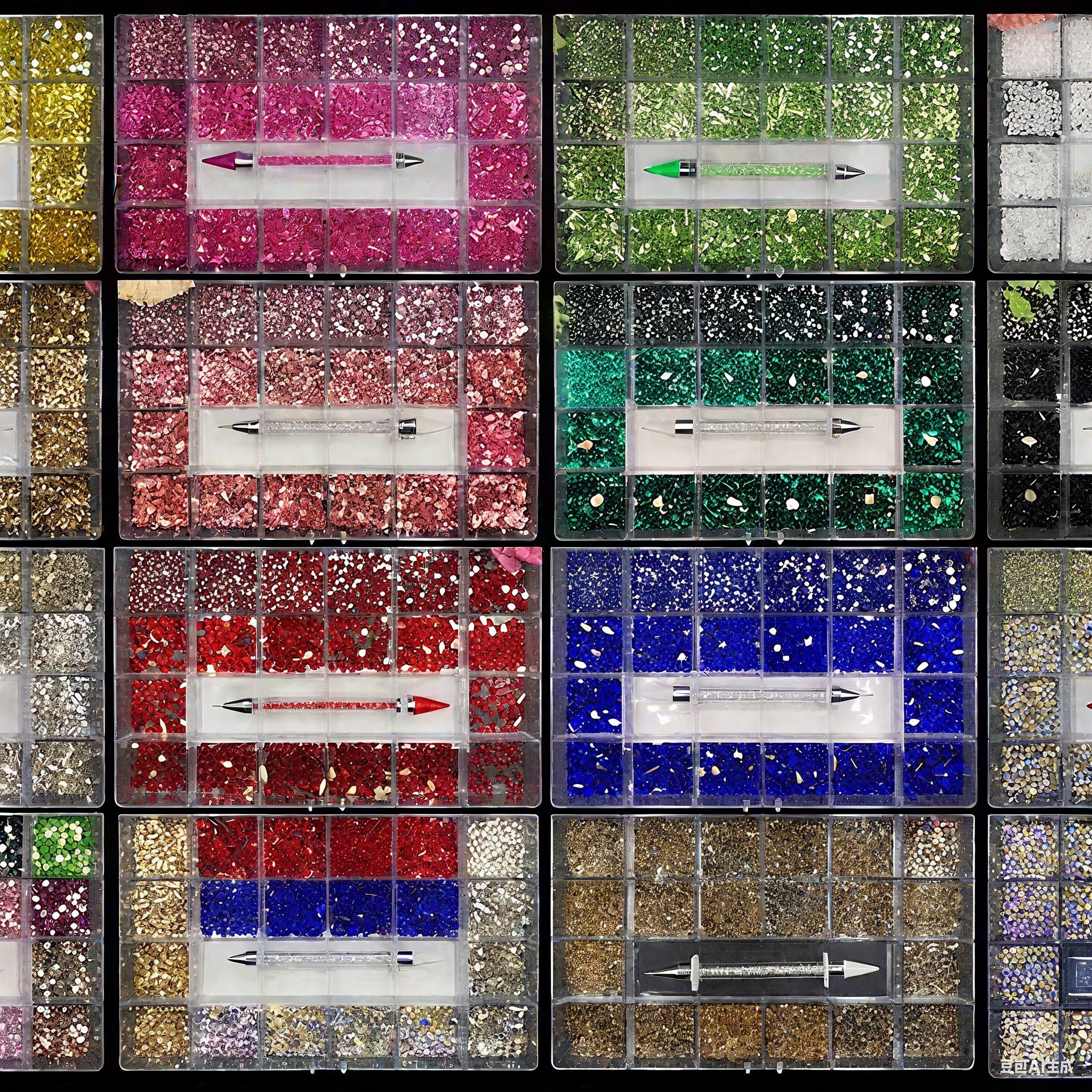 B1 High-Quality Multi-Shape Glass Crystal Flatback Decorations | 14 Styles + 6 Sizes | Includes Picker