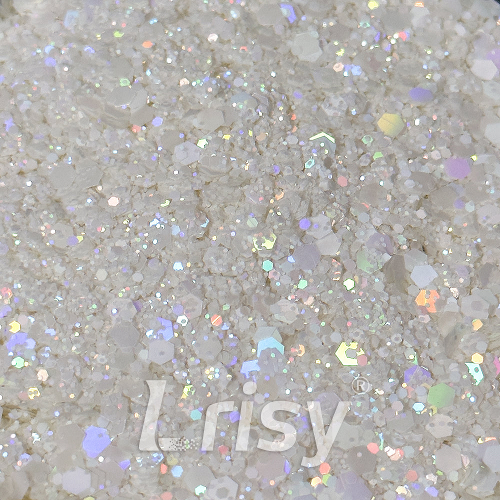 Pastel Holographic White Glitter HLD10