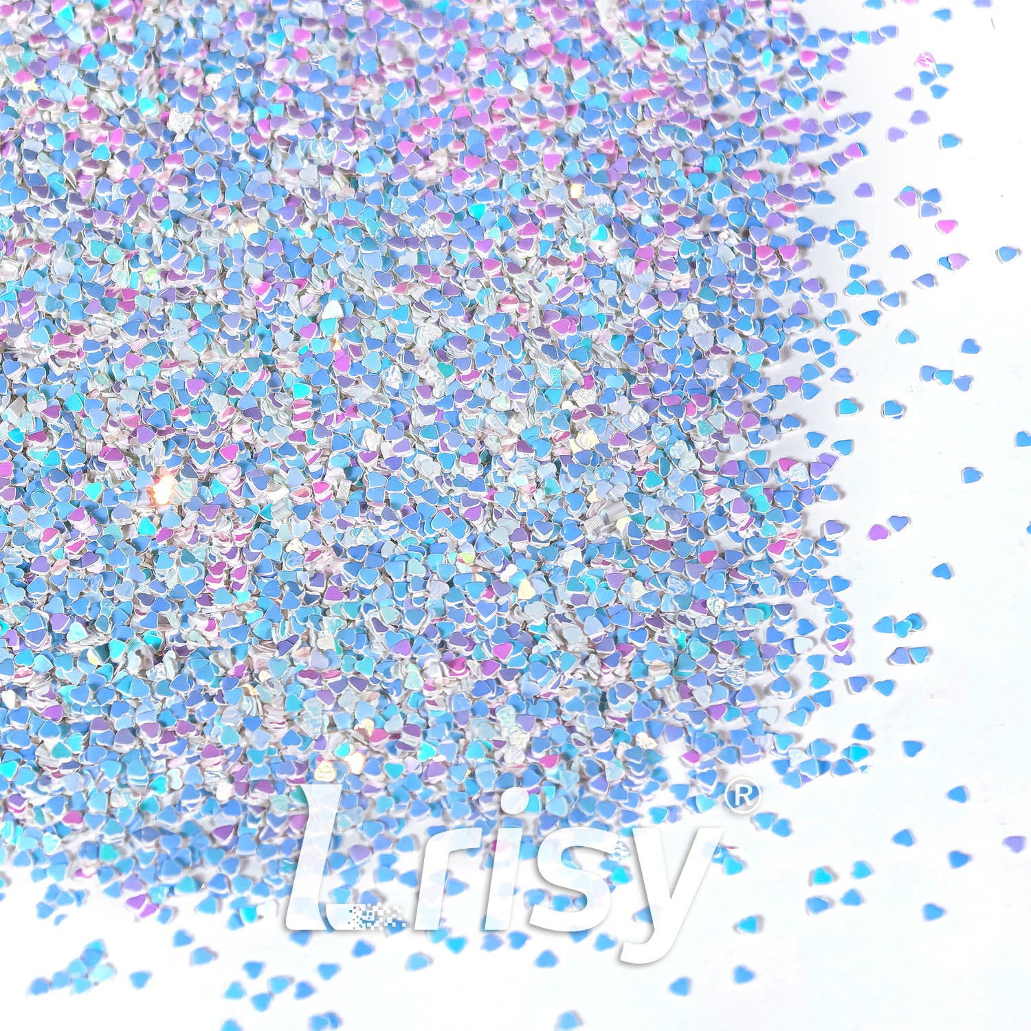 2mm Heart Ice Blue Glitter C021R
