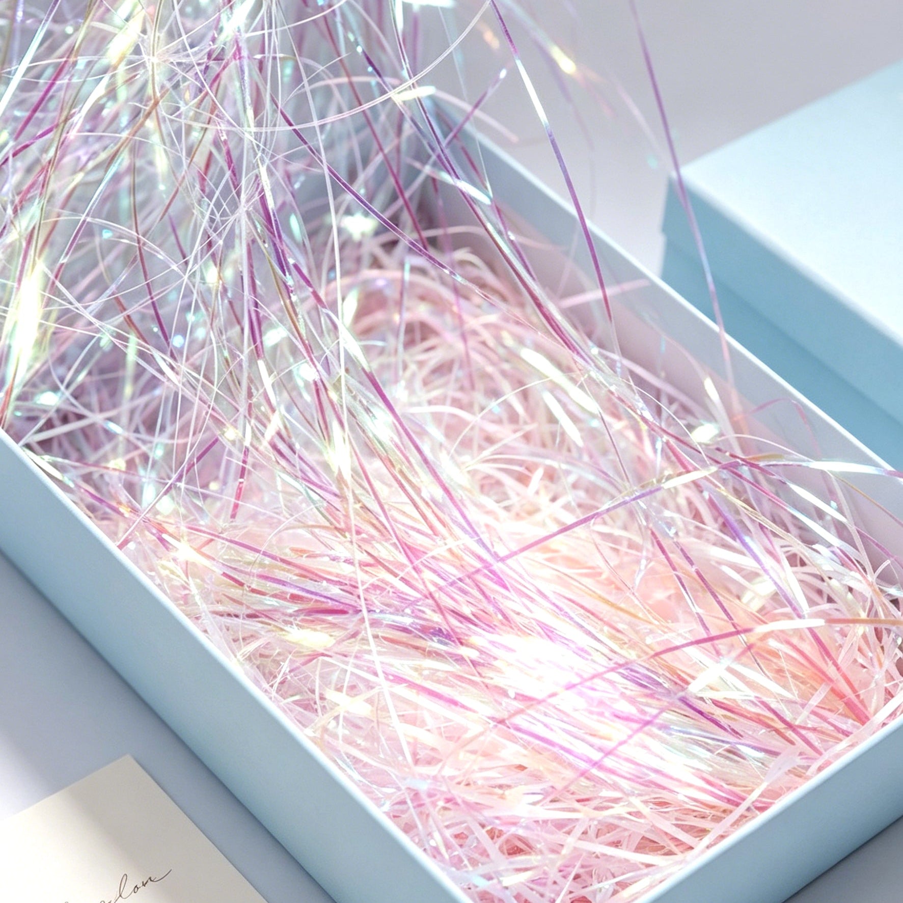 Strip Iridescent Crinkle Shred Filler Translucent Pink Raffia Grass Glitter C003