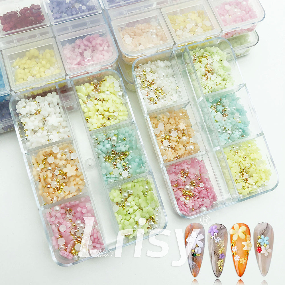 Small Resin Flowers Nail Art Decoration | 3D Resin Flower Designs | Multiple Colors Available