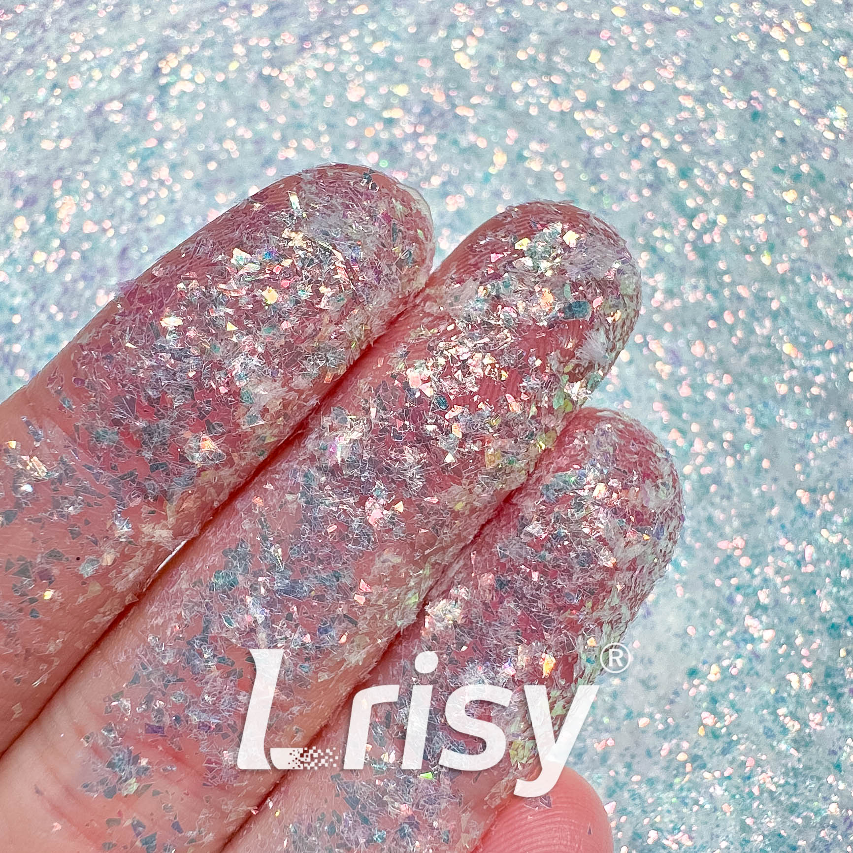 Elf Yuki Flakes | Ice Blue and White Brightness Iridescent Shards Glitter CFC321 2x2