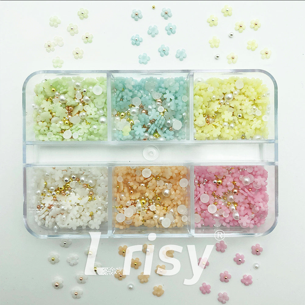 Small Resin Flowers Nail Art Decoration | 3D Resin Flower Designs | Multiple Colors Available