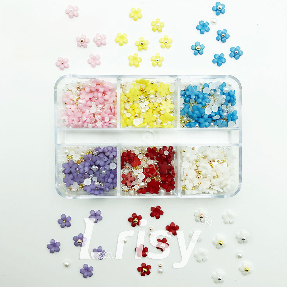 Small Resin Flowers Nail Art Decoration | 3D Resin Flower Designs | Multiple Colors Available