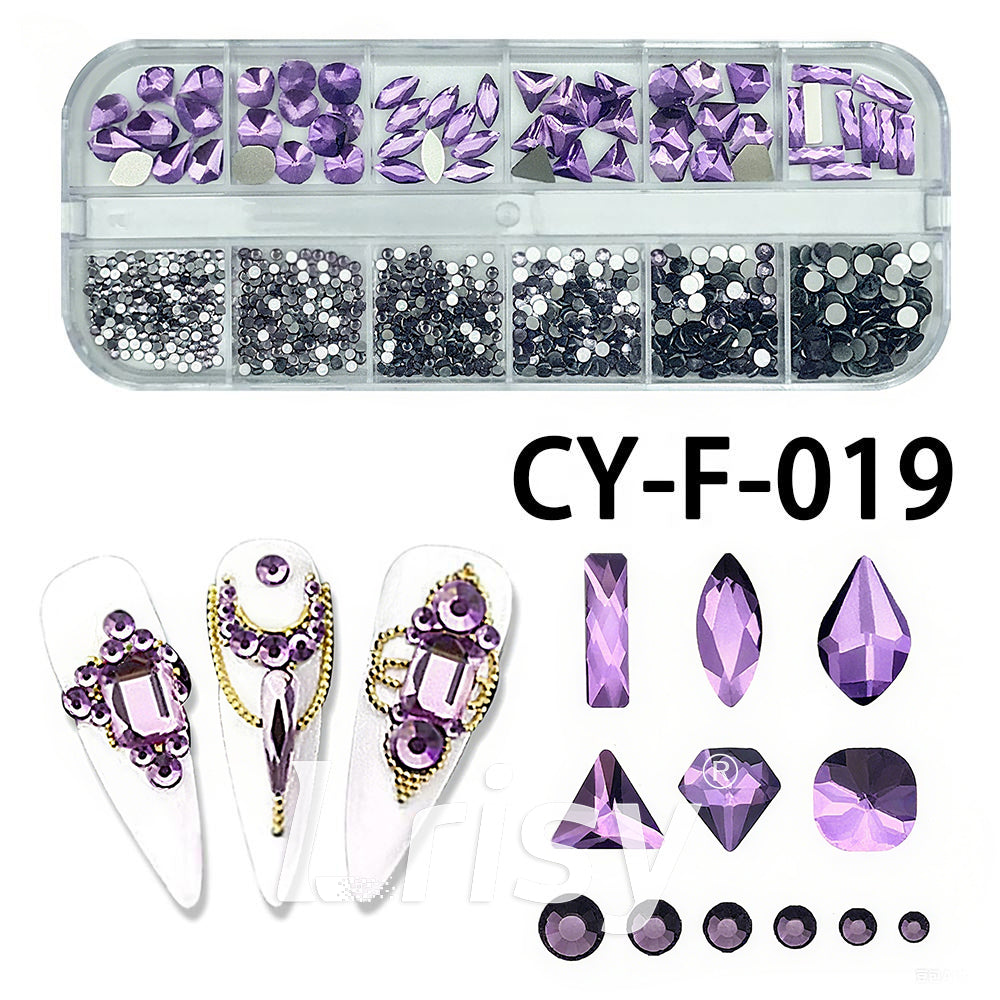 Lrisy Mix Size Nail Art Crystal Rhinestone Kit | Multi-Shape Flatback Gems | Nail Decoration Accessories