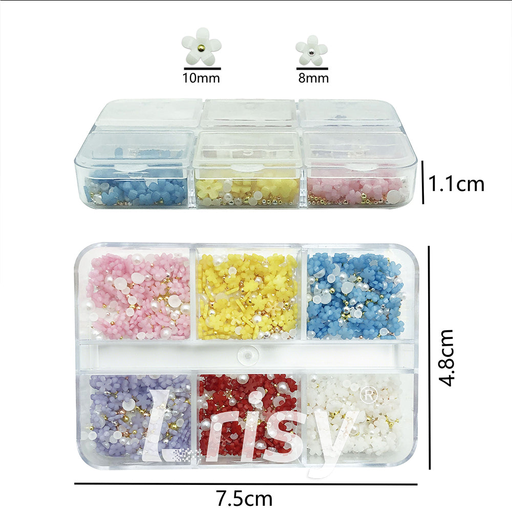 Small Resin Flowers Nail Art Decoration | 3D Resin Flower Designs | Multiple Colors Available