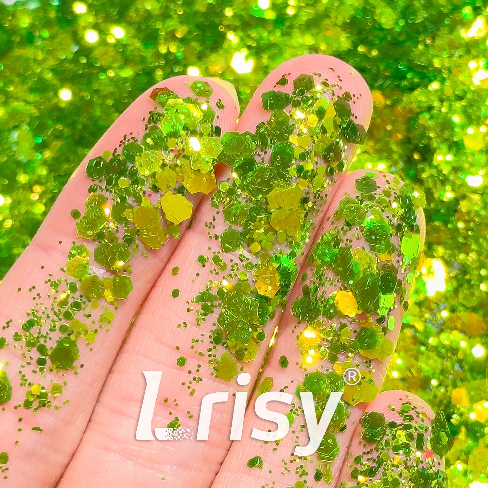 General Mixed Iridescent High Brightness Green Glitter F333R