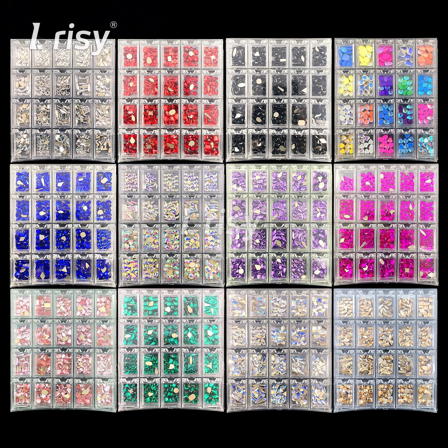 Luxury 3D Diamond Glass Nail Charms Set | Over 180 Designs | 25+ Colors | Flatback Boxed