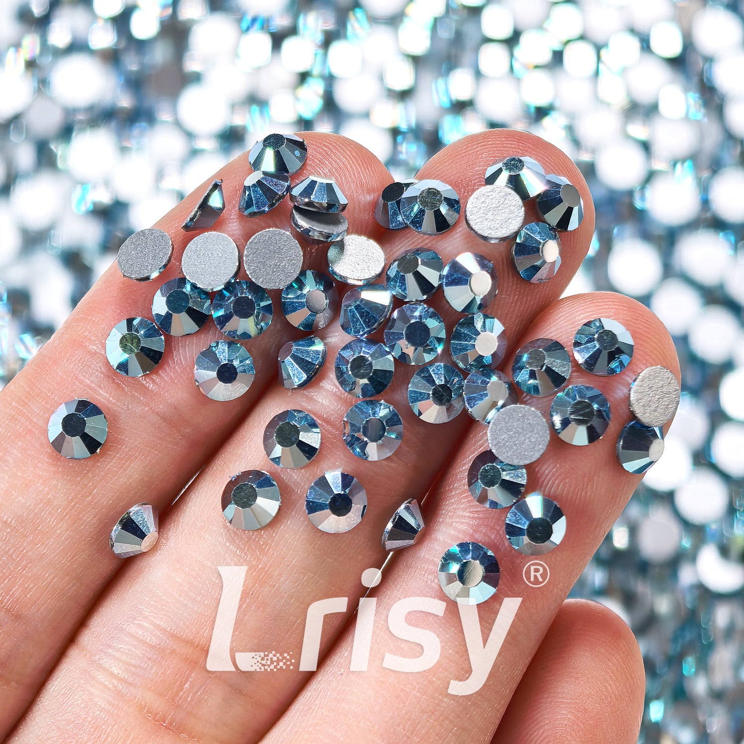 Crytal Heart Light Blue Flat Back Rhinestones FBRS231