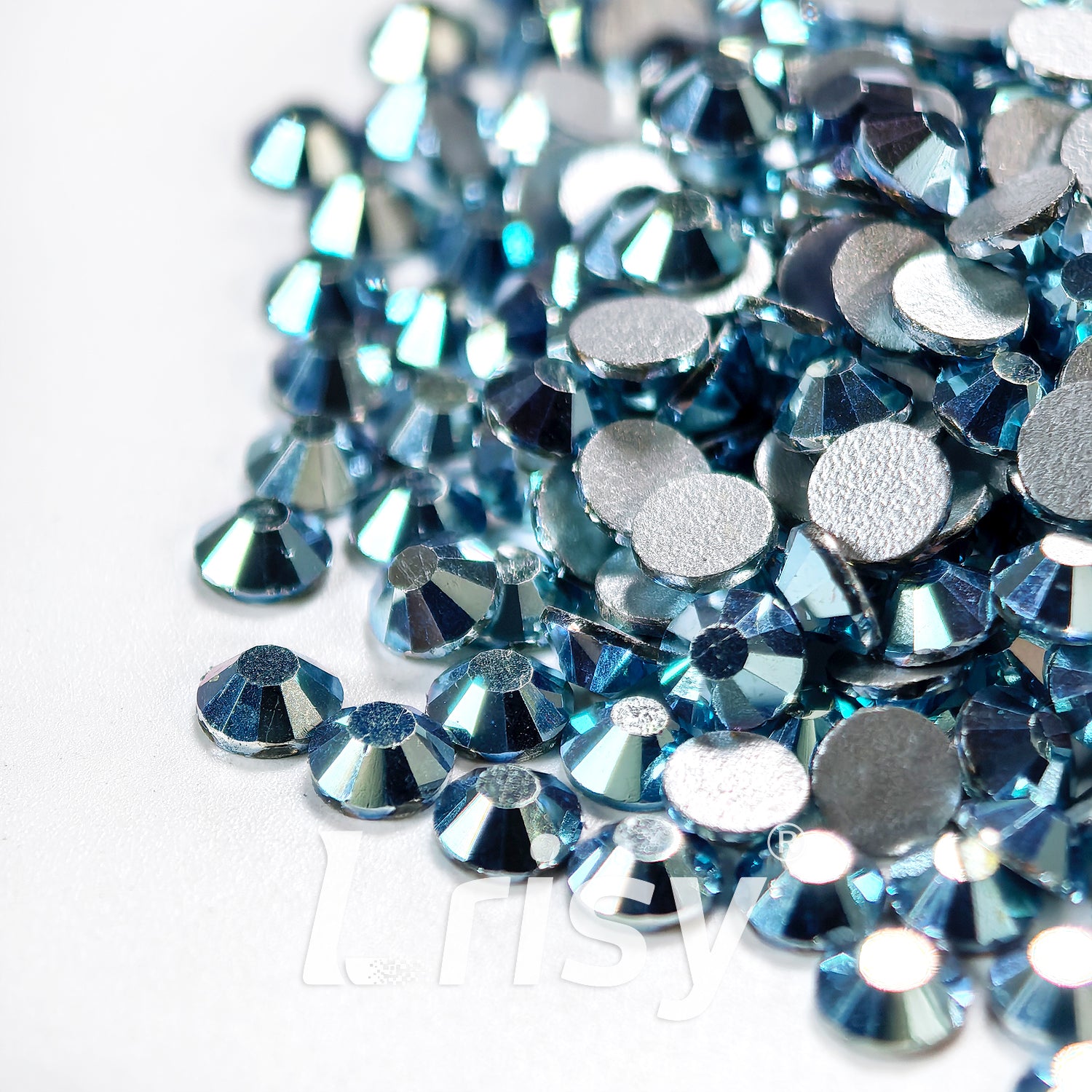 Crytal Heart Light Blue Flat Back Rhinestones FBRS231