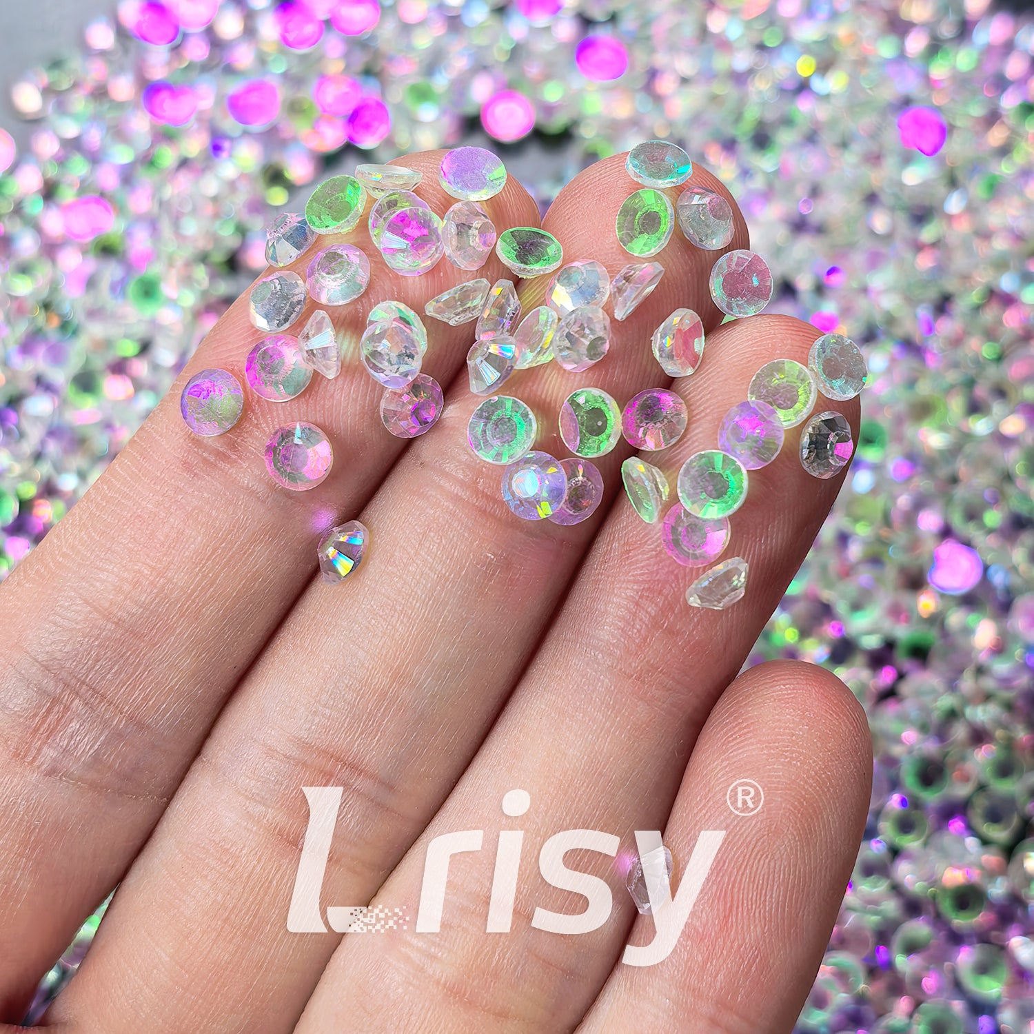 Pink Cover Green Flat Back Rhinestones FBRS253