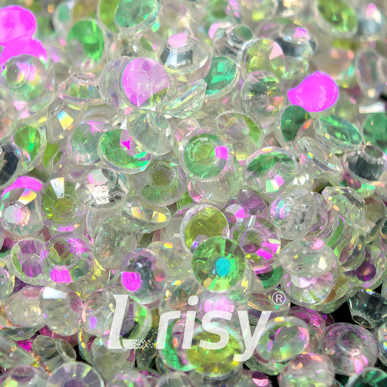 Pink Cover Green Flat Back Rhinestones FBRS253