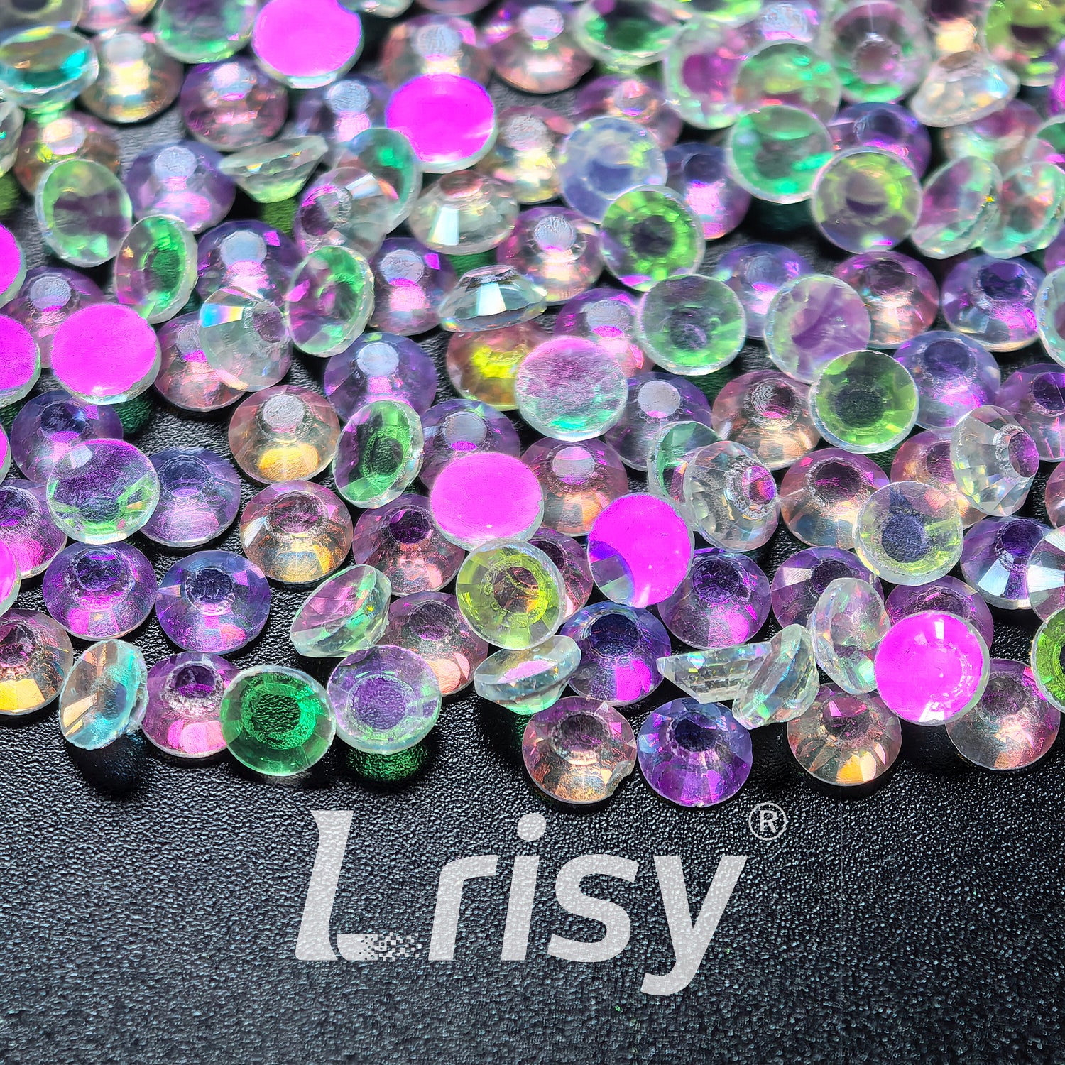Pink Cover Green Flat Back Rhinestones FBRS253