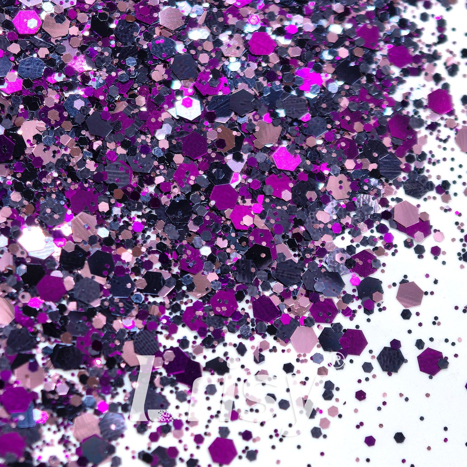 Black Currant Metallic Hexagon Custom Mixed Glitter FF08