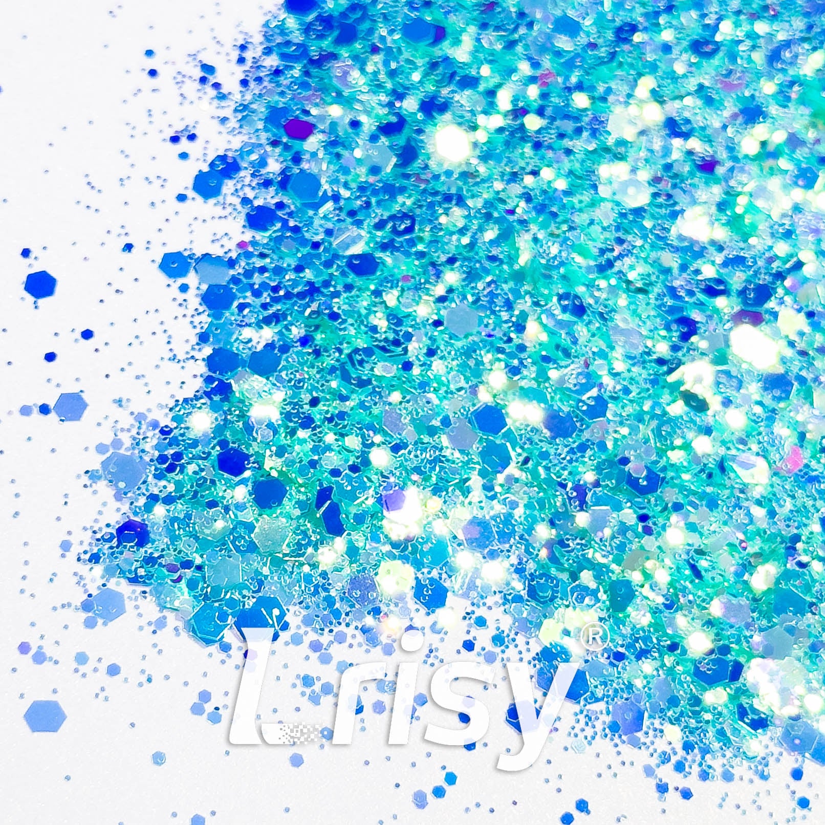 High Brightness Fluorescent Iridescent Blue Chunky Mixed Glitter HA205