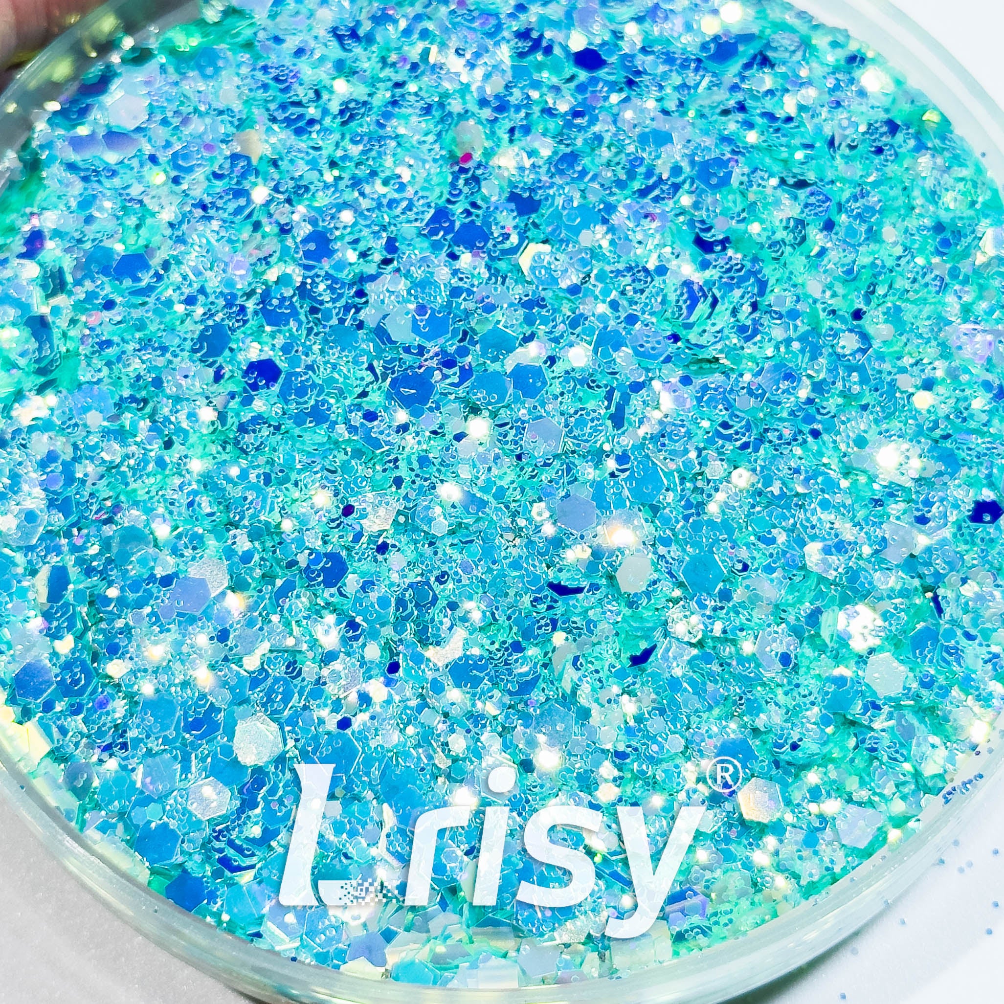 High Brightness Fluorescent Iridescent Blue Chunky Mixed Glitter HA205