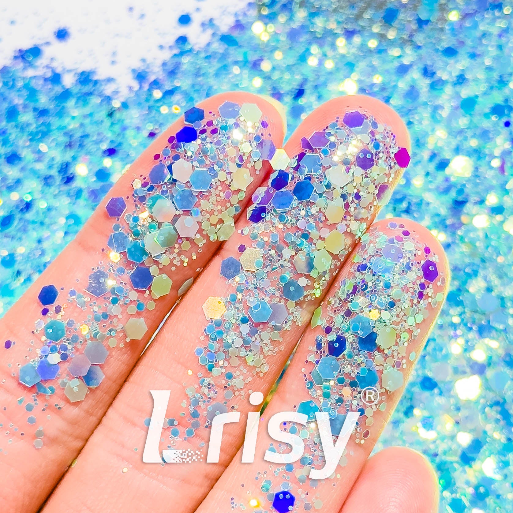 High Brightness Fluorescent Iridescent Blue Chunky Mixed Glitter HA205