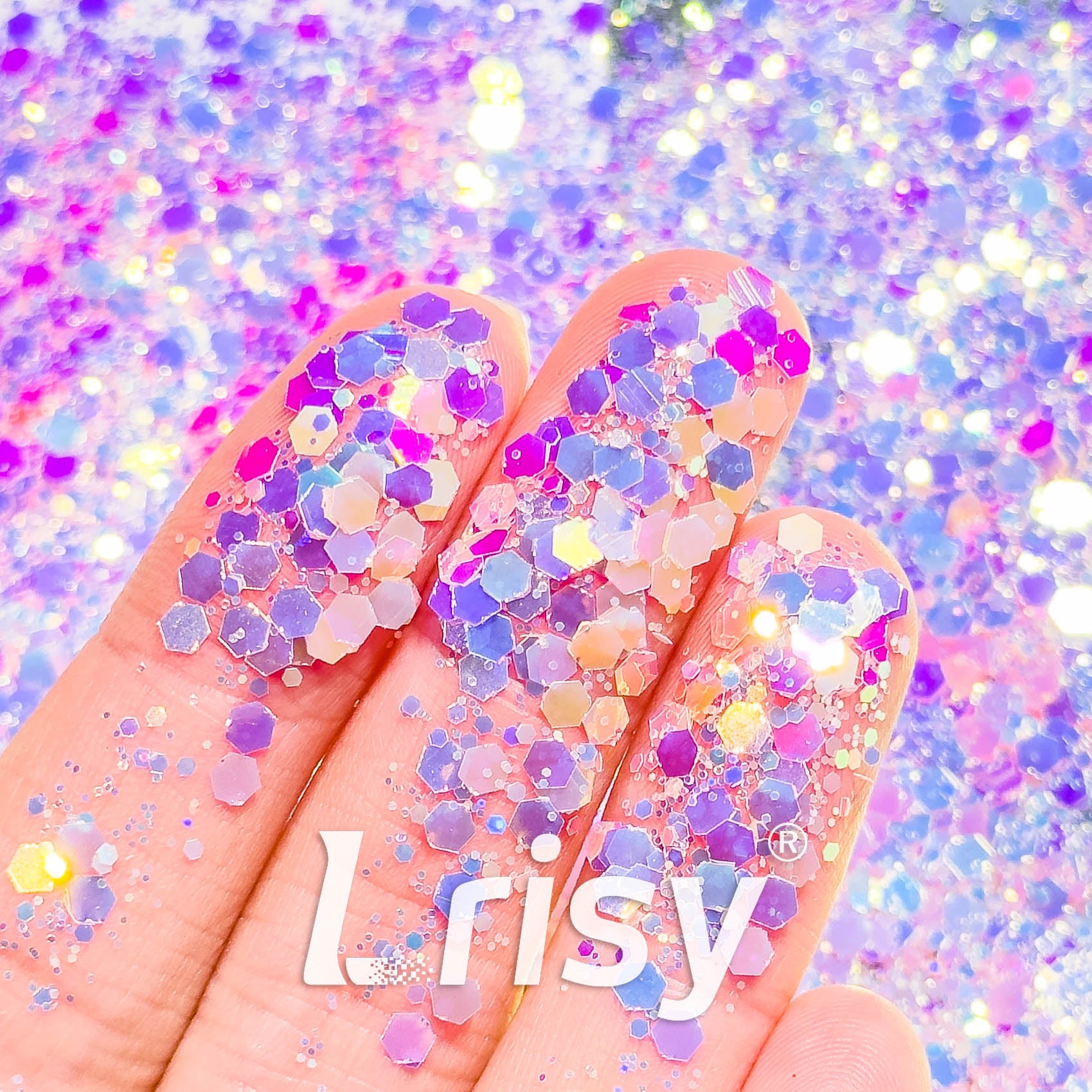 High Brightness Fluorescent Iridescent Purple Chunky Mixed Glitter HA207