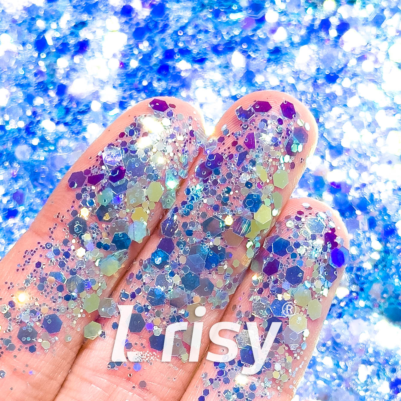 High Brightness Fluorescent Iridescent Blue Chunky Mixed Glitter HA209