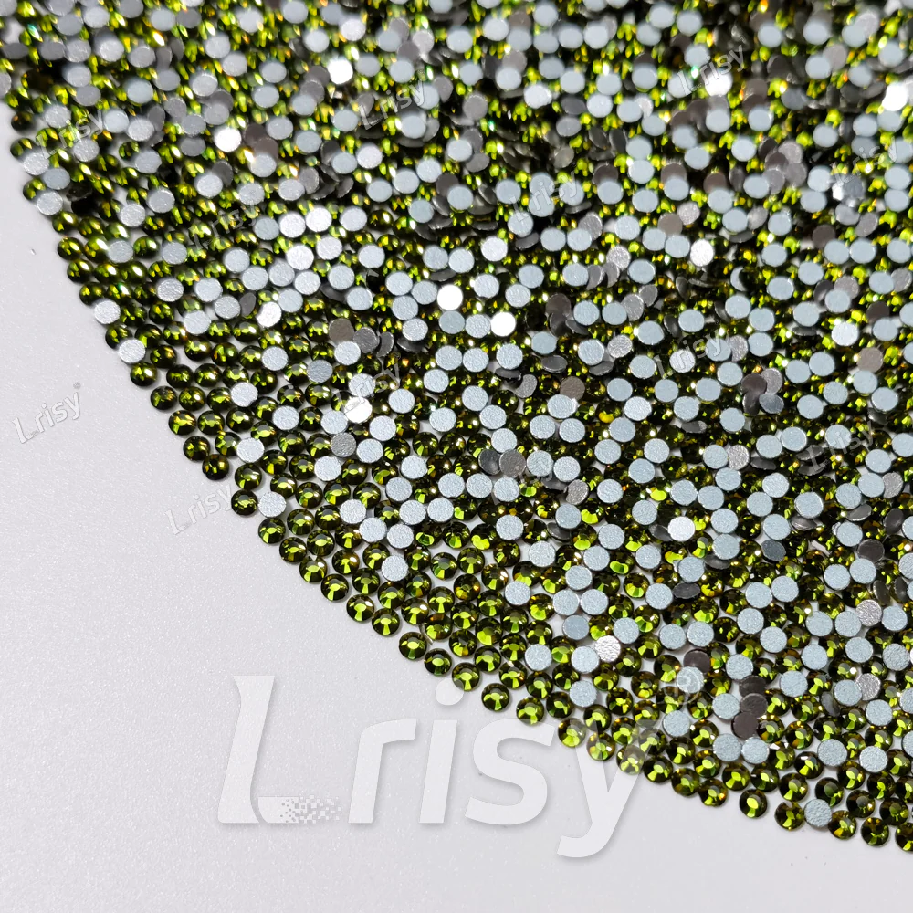 Olive Green (Olivine) Crystal Transparent Flat Back Rhinestones FBRS008