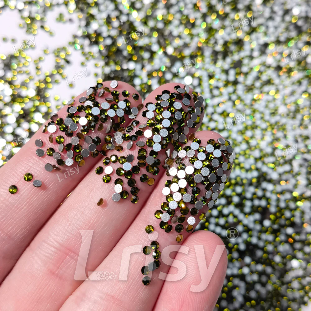 1.9-2.1mm Olive Green (Olivine) Flat back Rhinestones FBRS008
