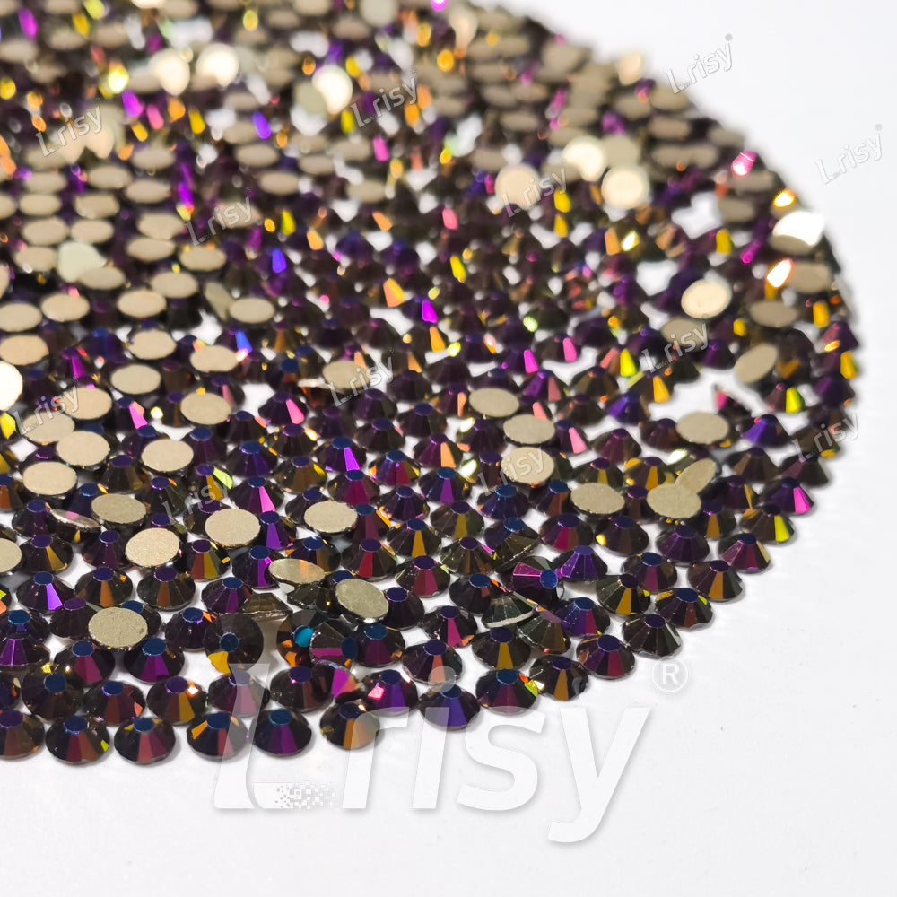 Purple Fantasy Gold Flat Back Rhinestones FBRS049