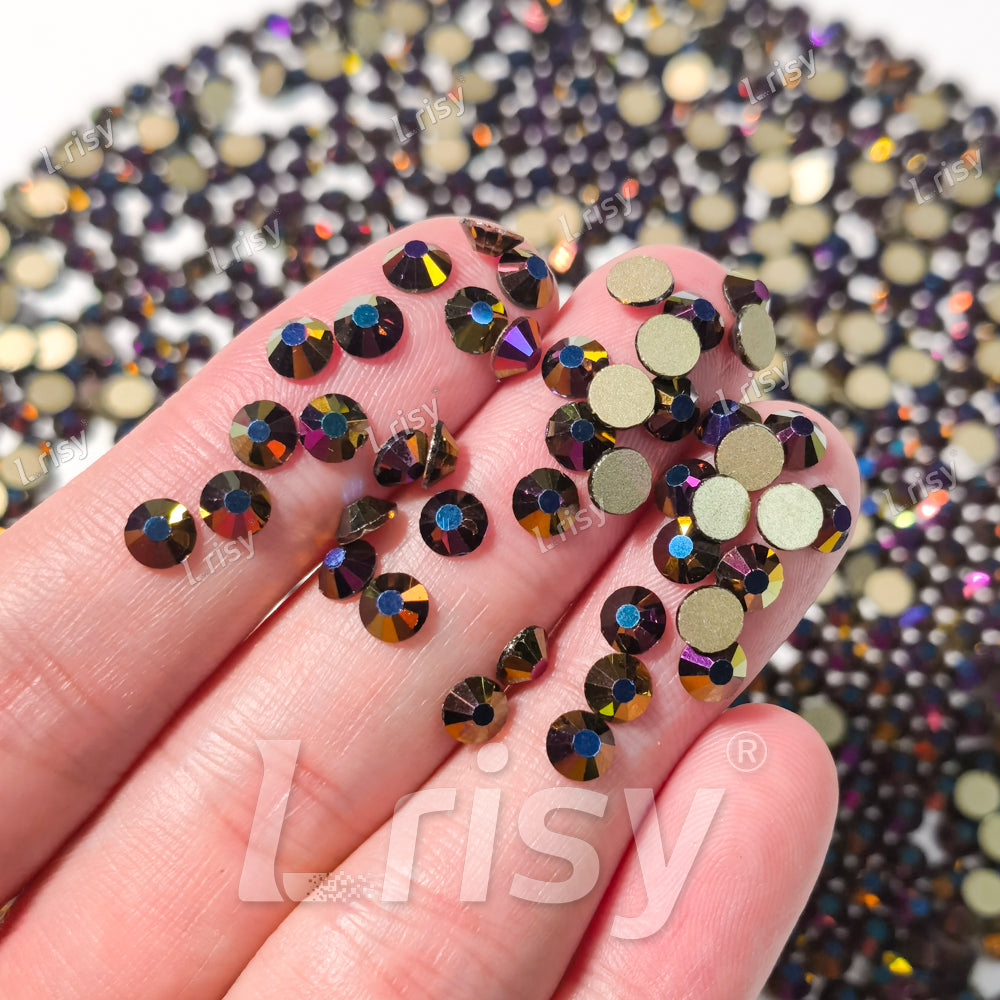 Purple Fantasy Gold Flat Back Rhinestones FBRS049