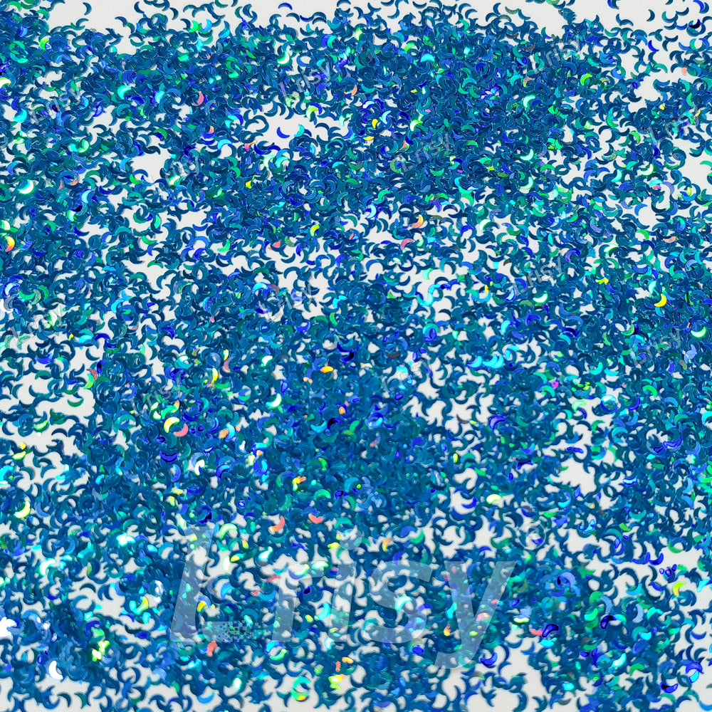 2.5mm Moon Shaped Holographic Sky Blue Glitter LB0700