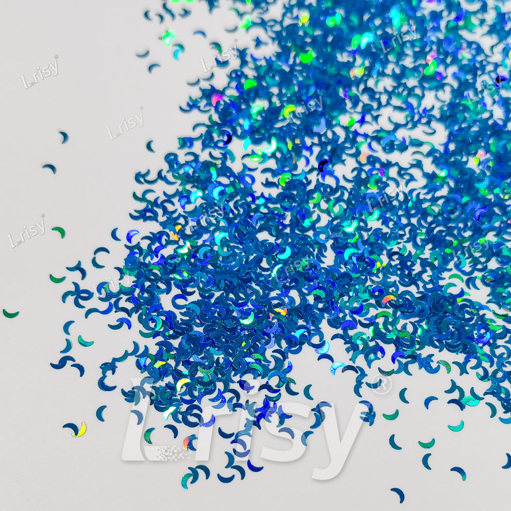 2.5mm Moon Shaped Holographic Sky Blue Glitter LB0700