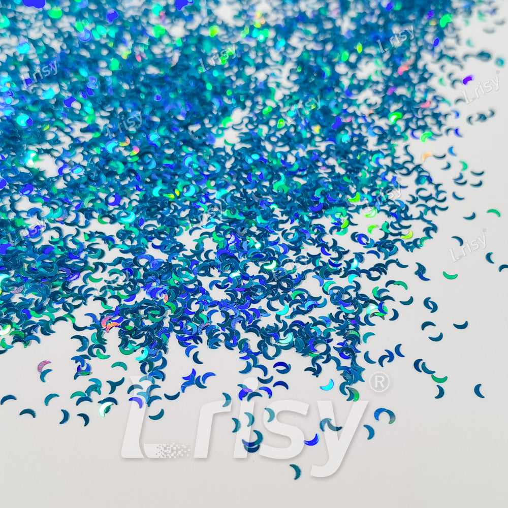 2.5mm Moon Shaped Holographic Sky Blue Glitter LB0700