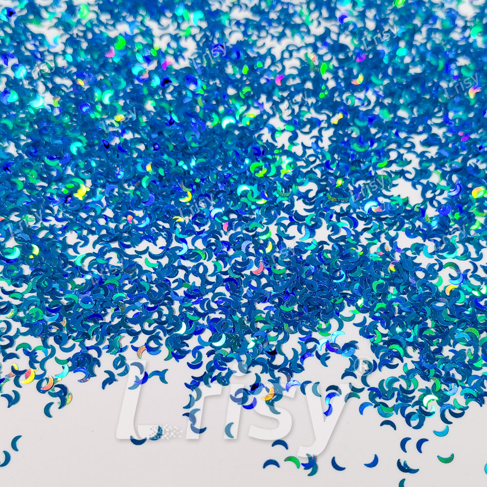 2.5mm Moon Shaped Holographic Sky Blue Glitter LB0700