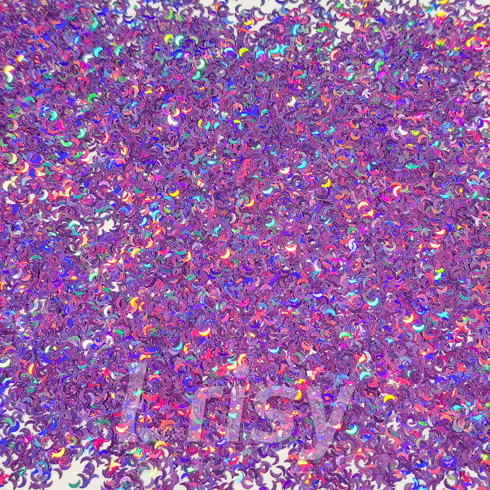 2.5mm Moon Shaped Holographic Light Purple Glitter LB0802