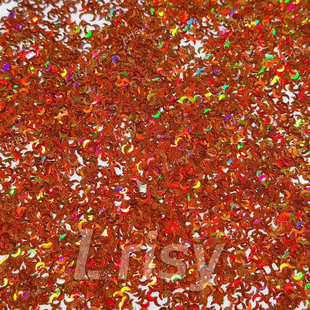 2.5mm Moon Shaped Holographic Red Bronze Glitter LB0401