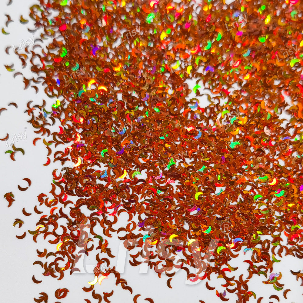 2.5mm Moon Shaped Holographic Red Bronze Glitter LB0401