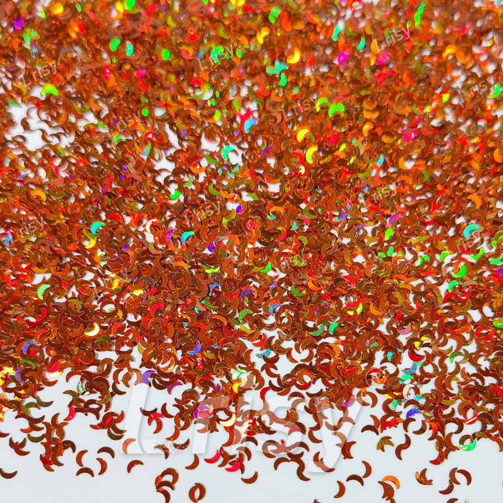 2.5mm Moon Shaped Holographic Red Bronze Glitter LB0401