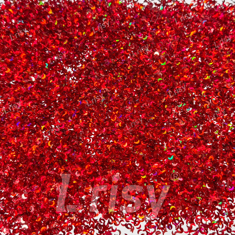 2.5mm Moon Shaped Holographic Red Glitter LB0300