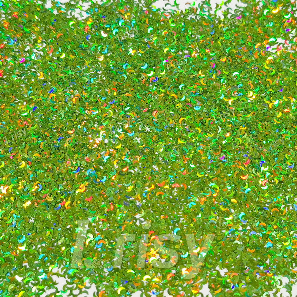2.5mm Moon Shaped Holographic Light Green Glitter LB0601