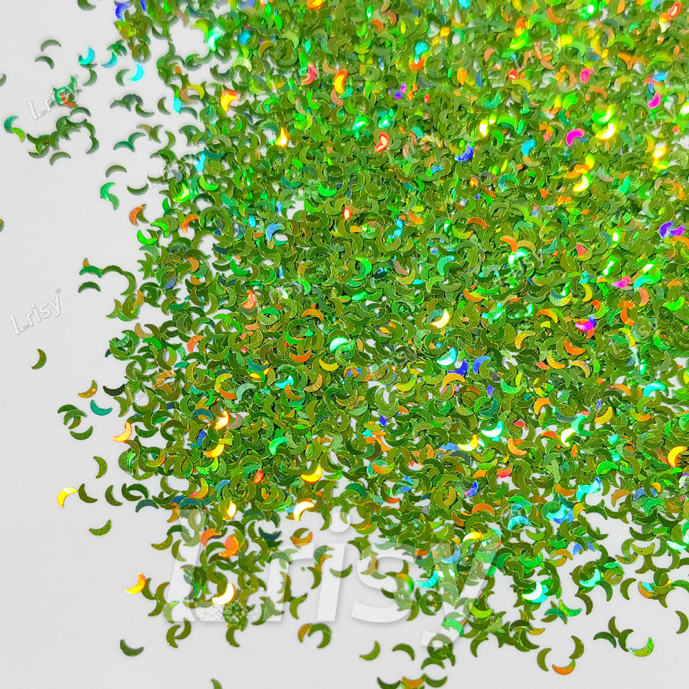2.5mm Moon Shaped Holographic Light Green Glitter LB0601