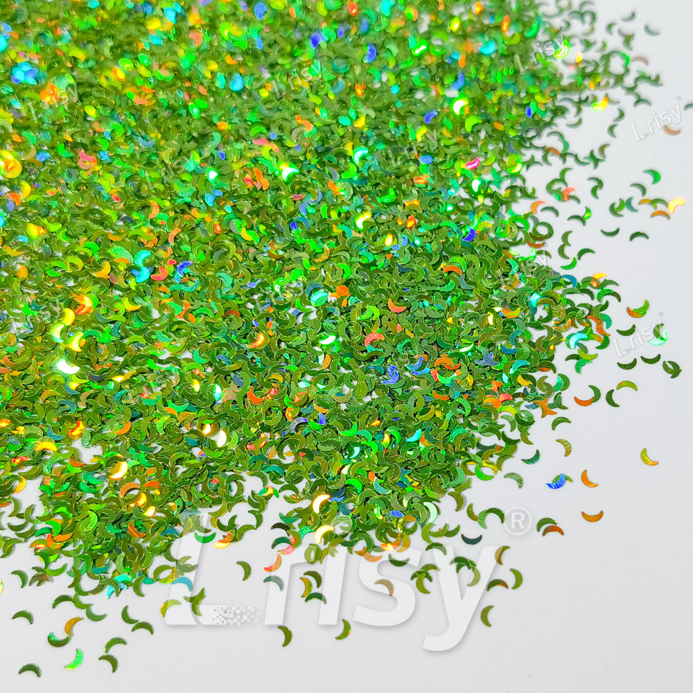 2.5mm Moon Shaped Holographic Light Green Glitter LB0601
