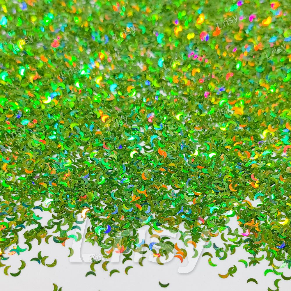 2.5mm Moon Shaped Holographic Light Green Glitter LB0601