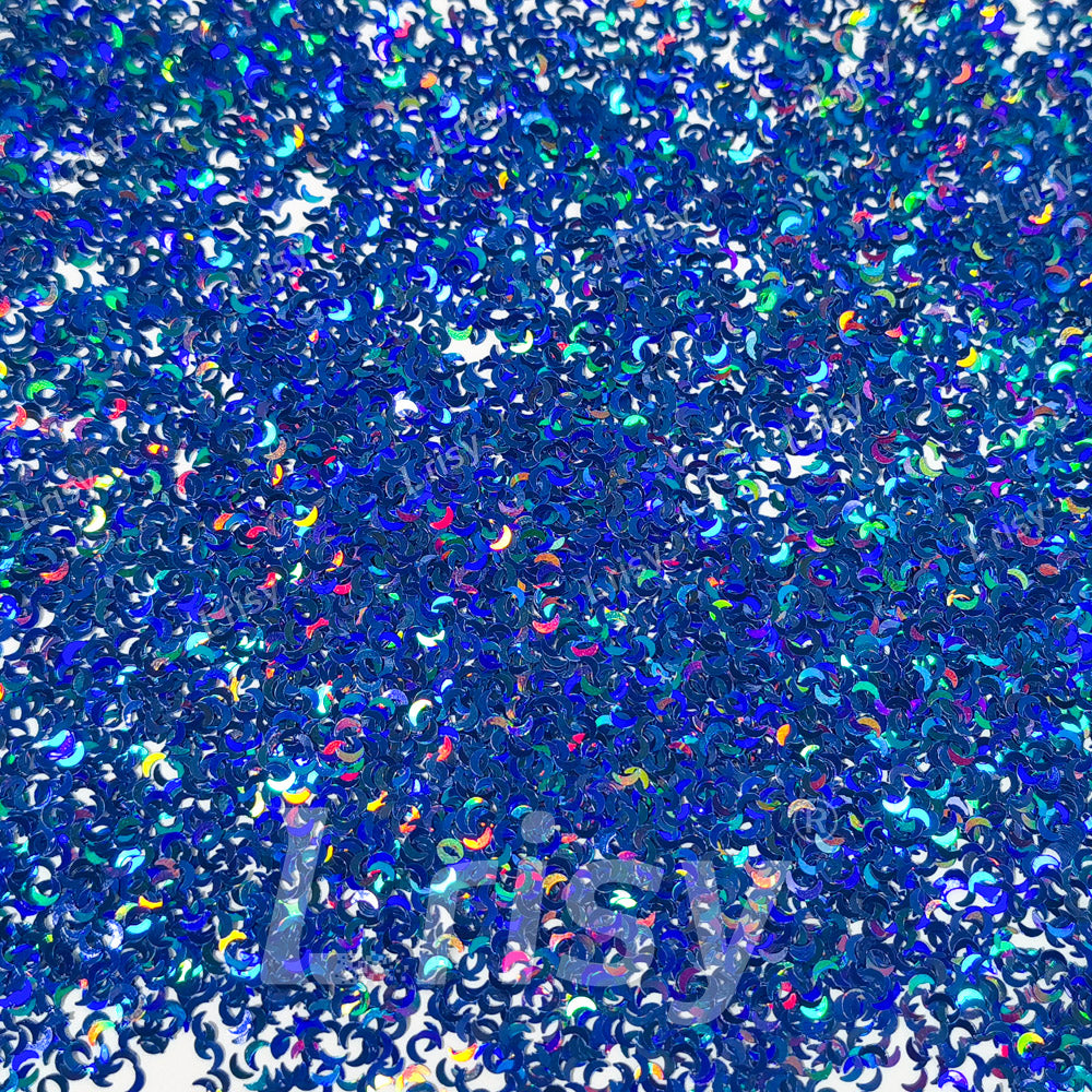 2.5mm Moon Shaped Holographic Lake Blue Glitter LB0705